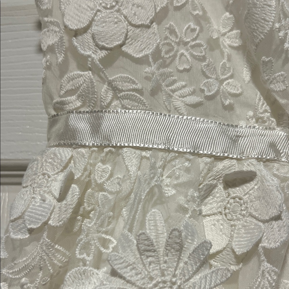 Preowned Janie and Jack White Lace Floral Dress Flower Girl Formal size 12 - Picture 5 of 12